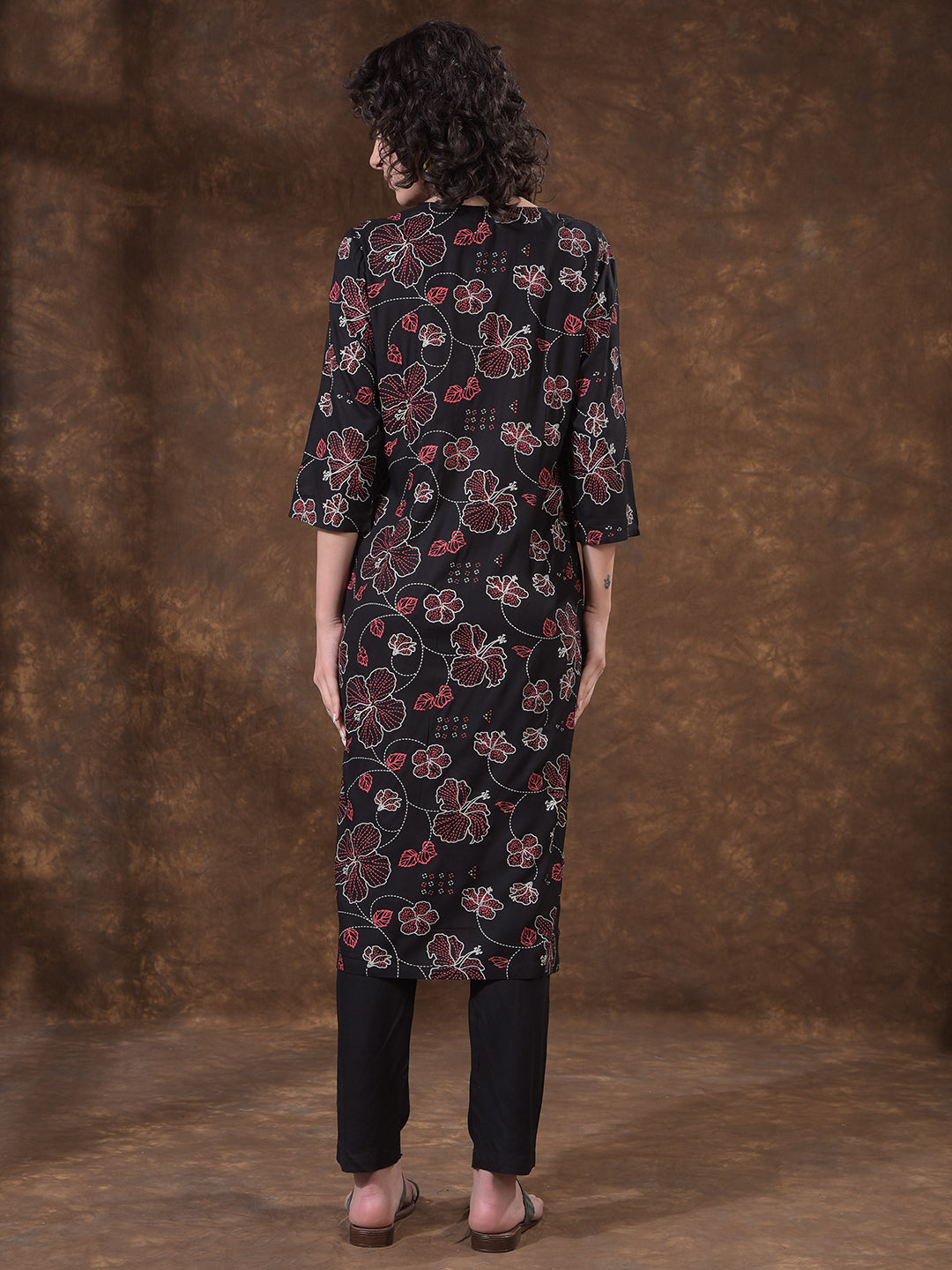 miss forever black printed summer kurti with plazo