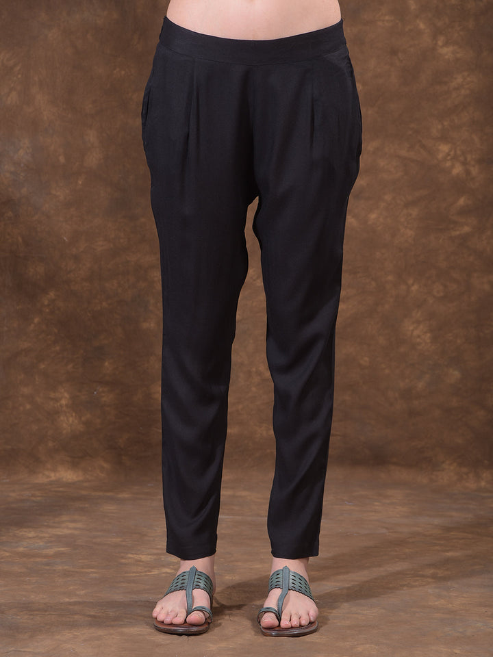 MISS FOREVER BLACK PRINTED SUMMER KURTI WITH PLAZO