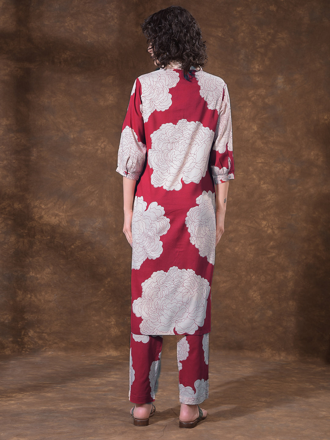 miss forever red printed summer kurti with plazo