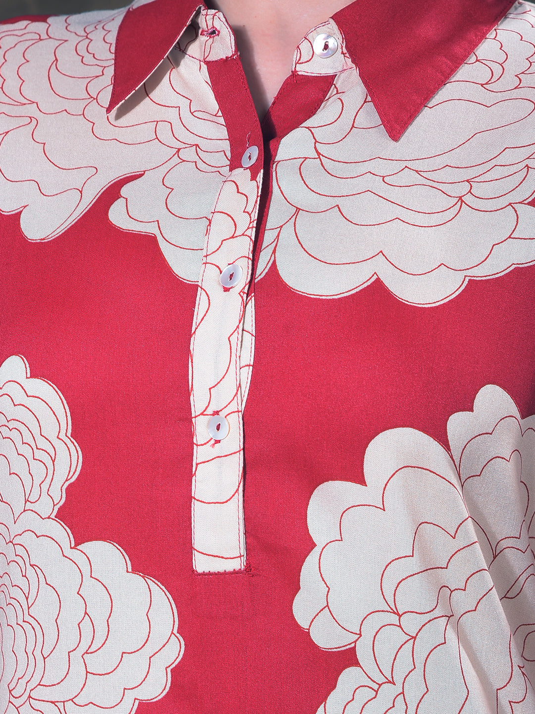 miss forever red printed summer kurti with plazo