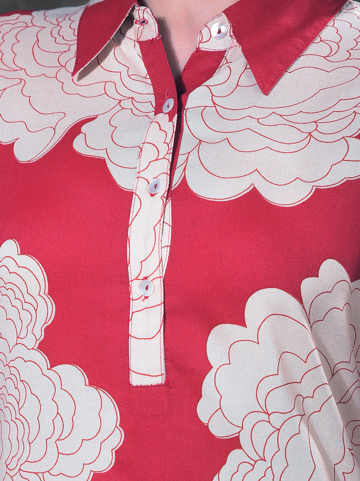 miss forever red printed summer kurti with plazo