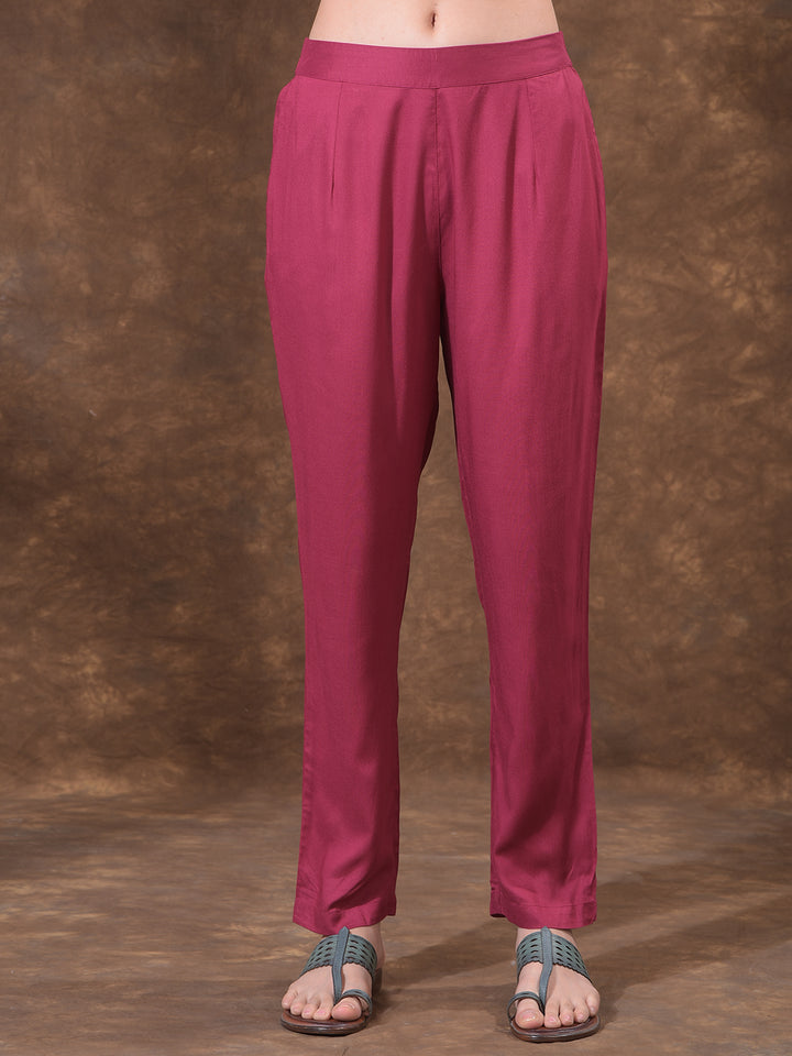 MISS FOREVER MEHROON PRINTED SUMMER KURTI WITH PLAZO