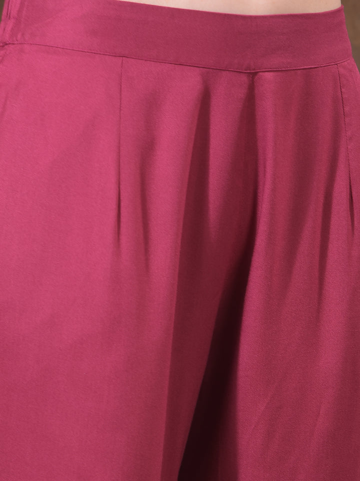 MISS FOREVER MEHROON PRINTED SUMMER KURTI WITH PLAZO