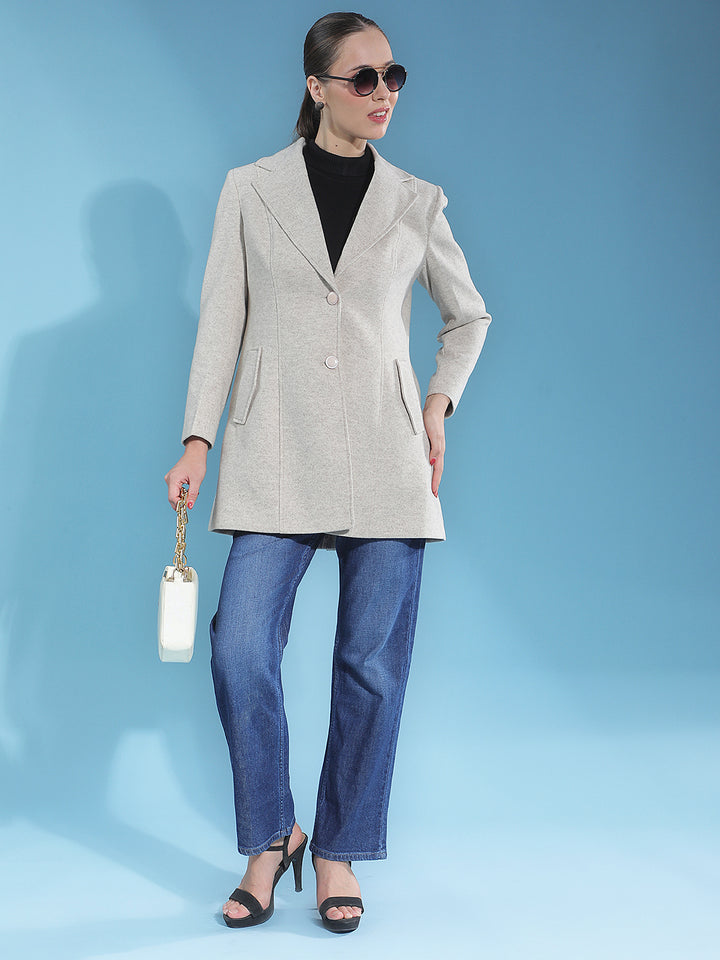 Beige Solid Premium Long Coat
