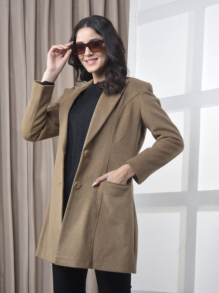 miss forever solid brown premium long coat