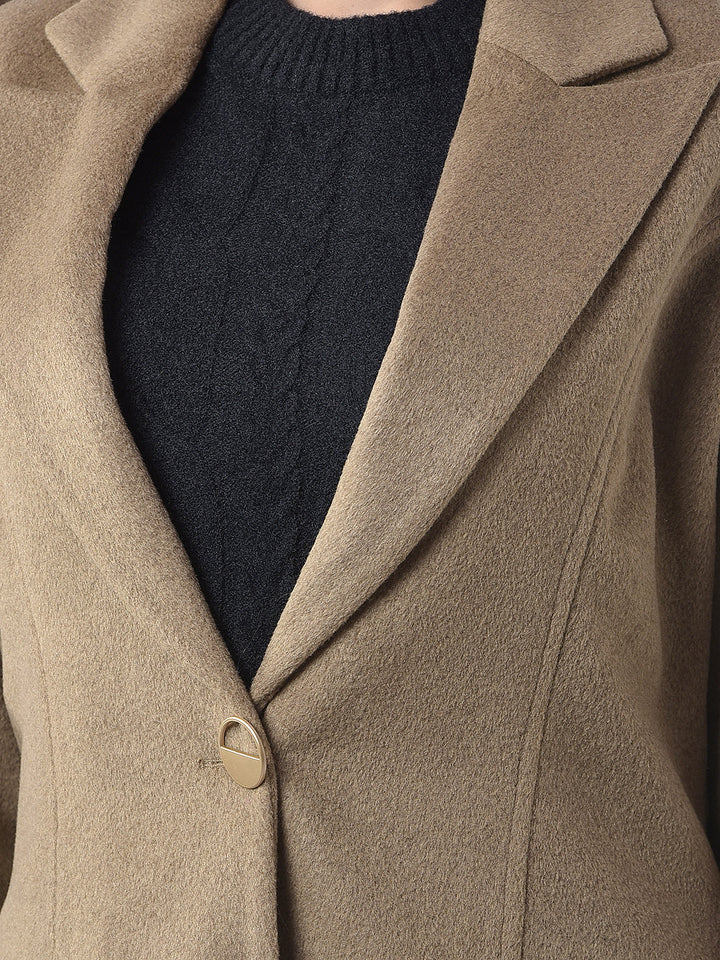 MISS FOREVER SOLID BROWN PREMIUM LONG COAT