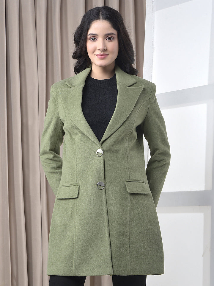 miss forever solid green premium long coat