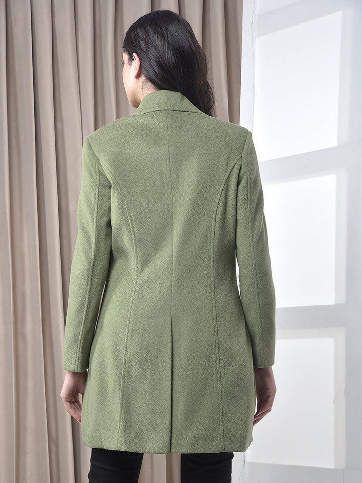 miss forever solid green premium long coat