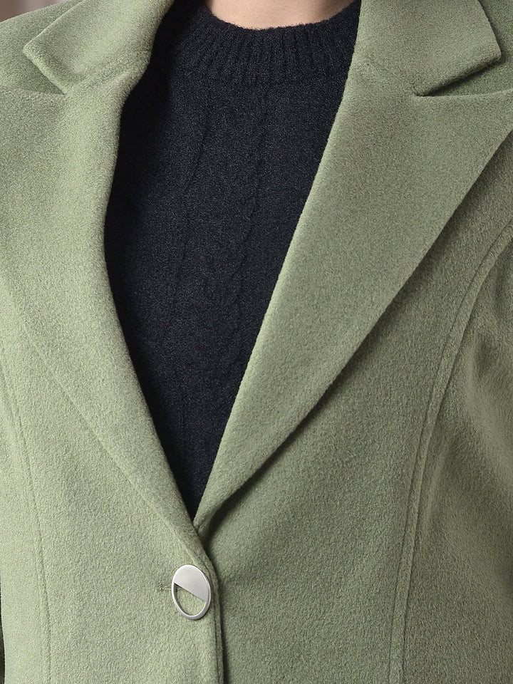 miss forever solid green premium long coat
