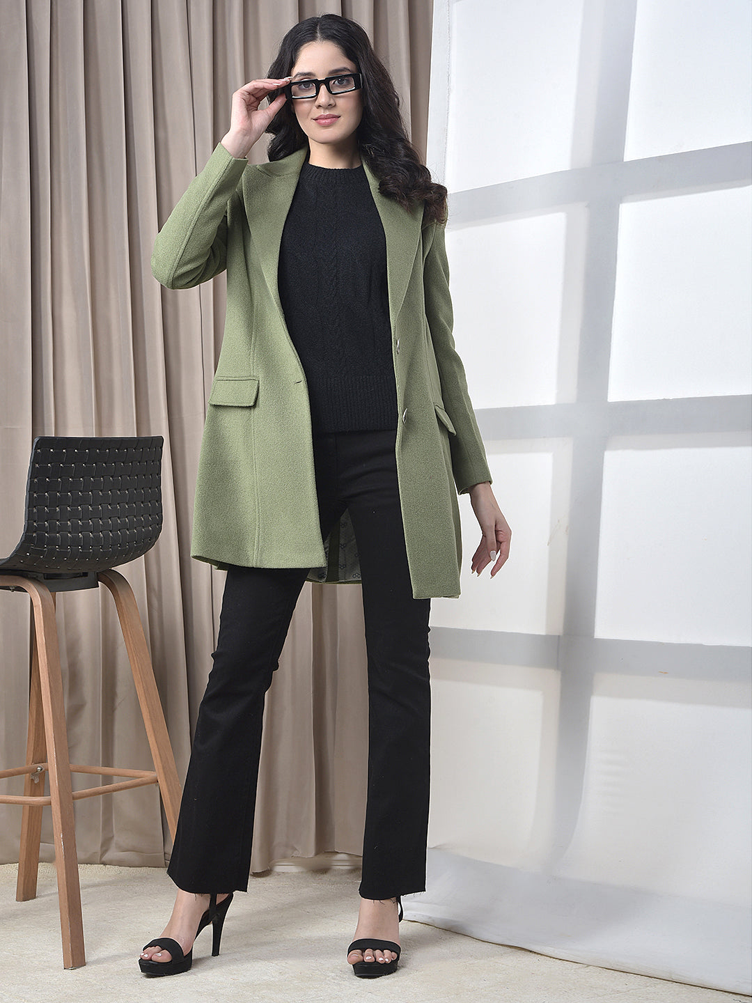 MISS FOREVER SOLID GREEN PREMIUM LONG COAT