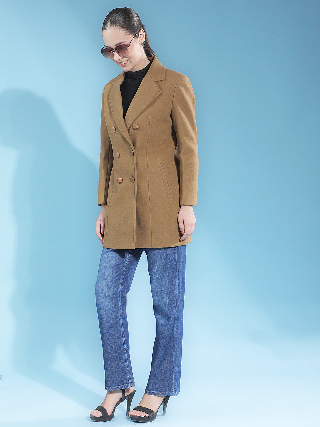 Brown Solid Premium Long Coat