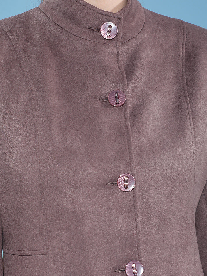 Brown Solid Premium Long Coat