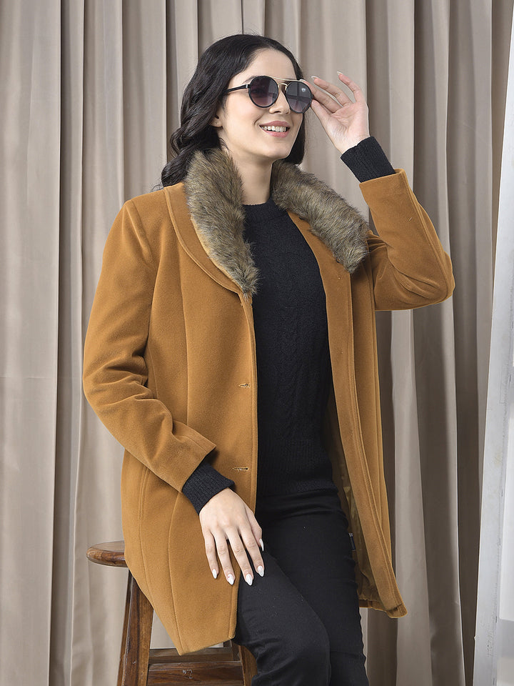 miss forever solid brown premium long coat