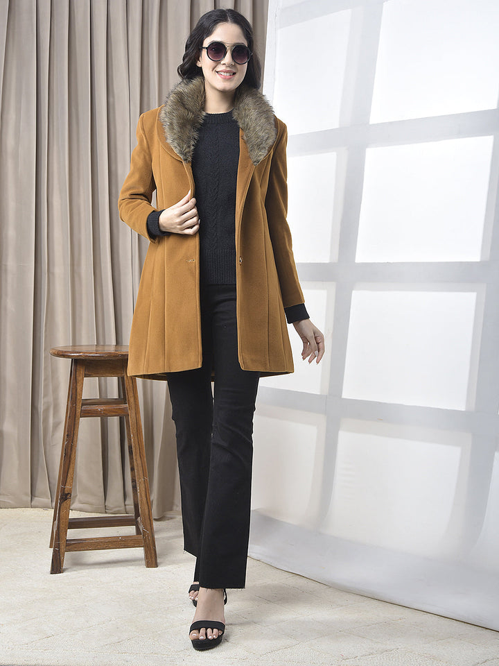 miss forever solid brown premium long coat
