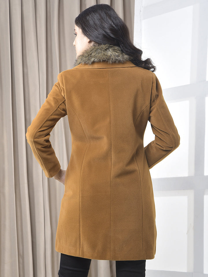 miss forever solid brown premium long coat