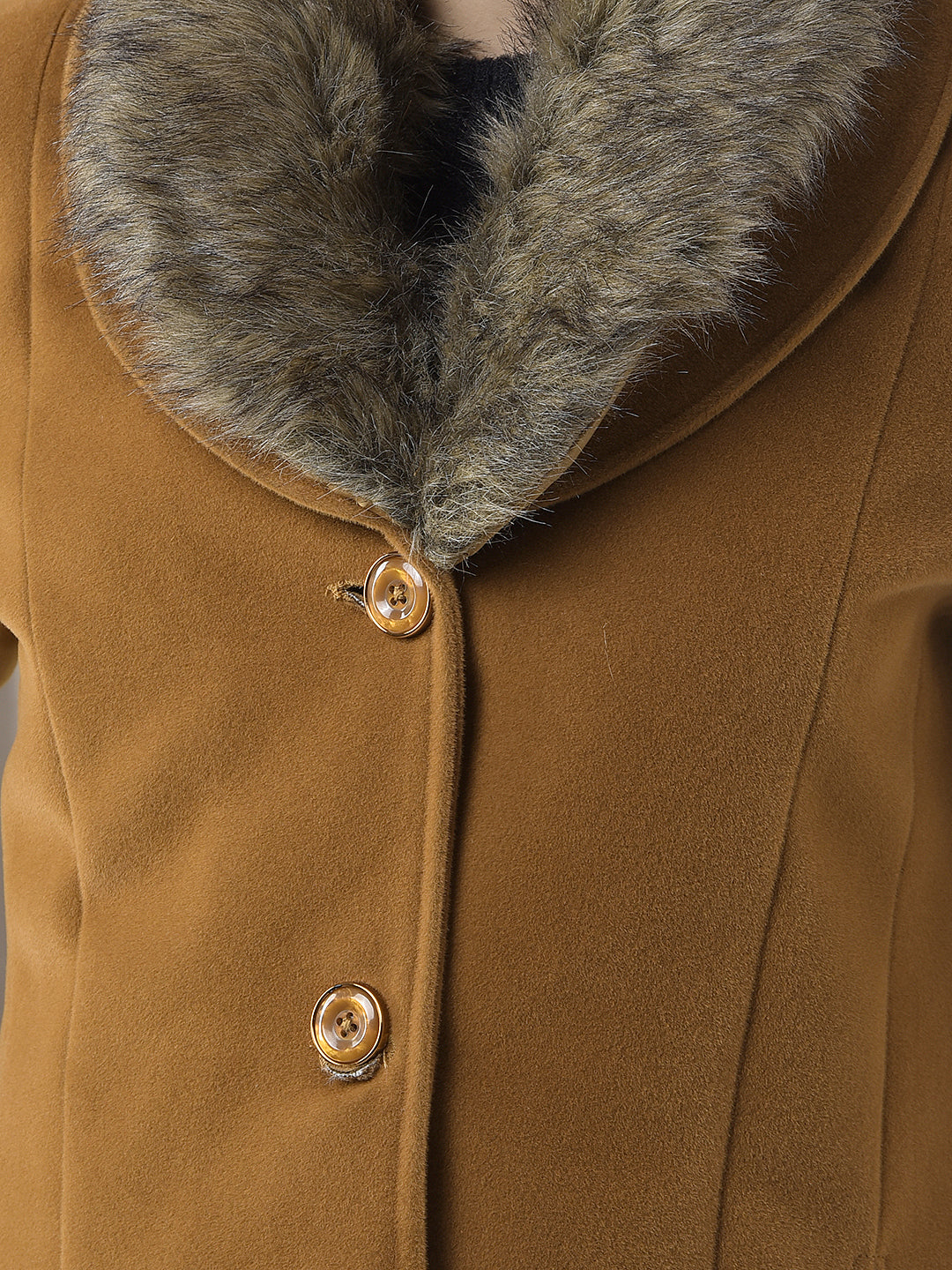 MISS FOREVER SOLID BROWN PREMIUM LONG COAT