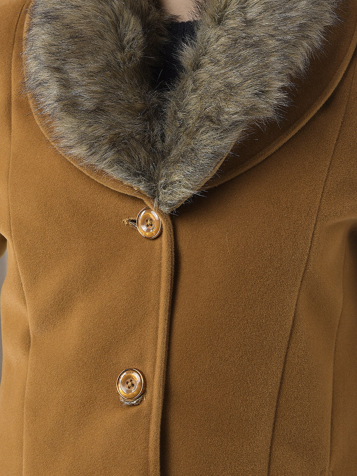 MISS FOREVER SOLID BROWN PREMIUM LONG COAT