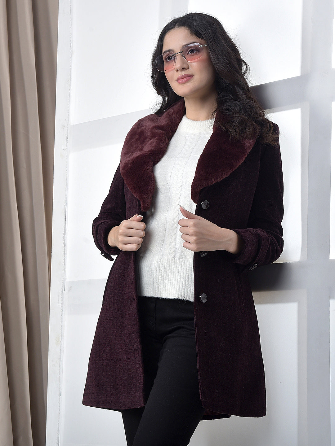 miss forever wine self-design premium long coat