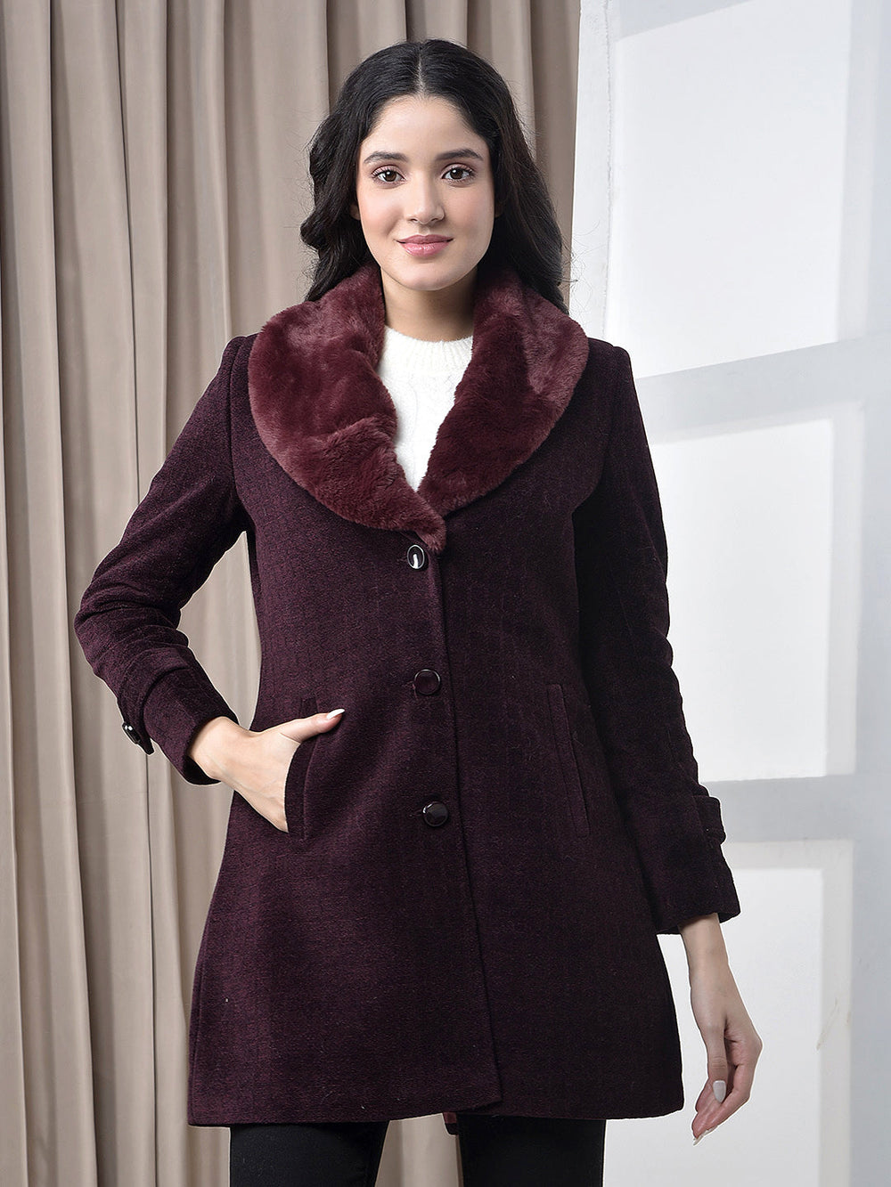 miss forever wine self-design premium long coat