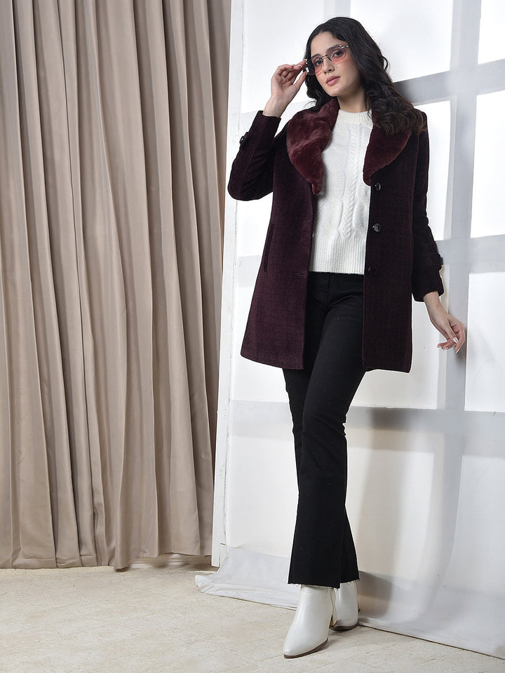 MISS FOREVER WINE SELF-DESIGN PREMIUM LONG COAT