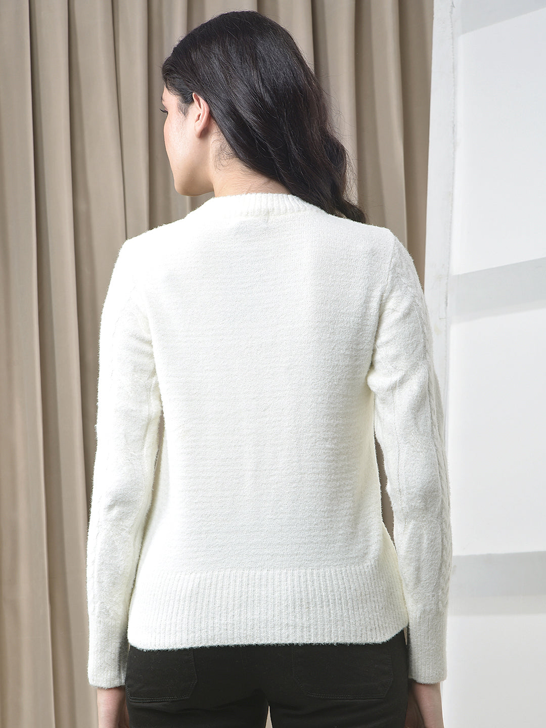 miss forever off white self-design sweater