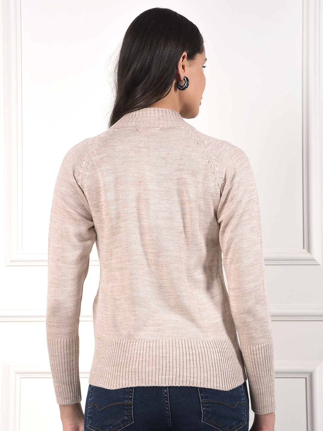 miss forever solid blush pink zip-up sweater