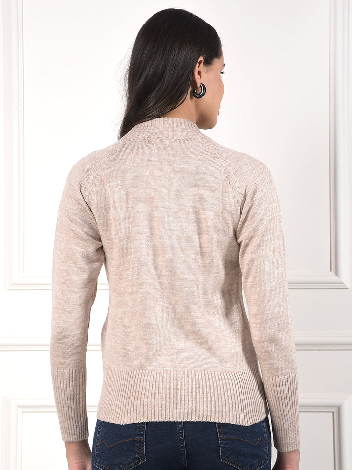 miss forever solid blush pink zip-up sweater