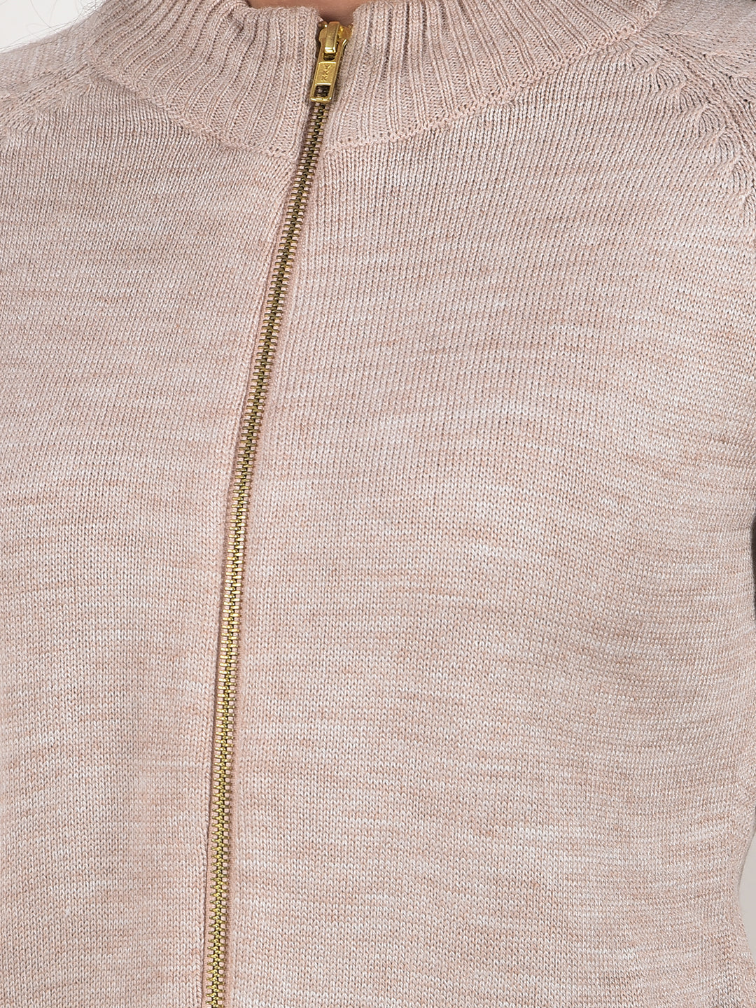 miss forever solid blush pink zip-up sweater