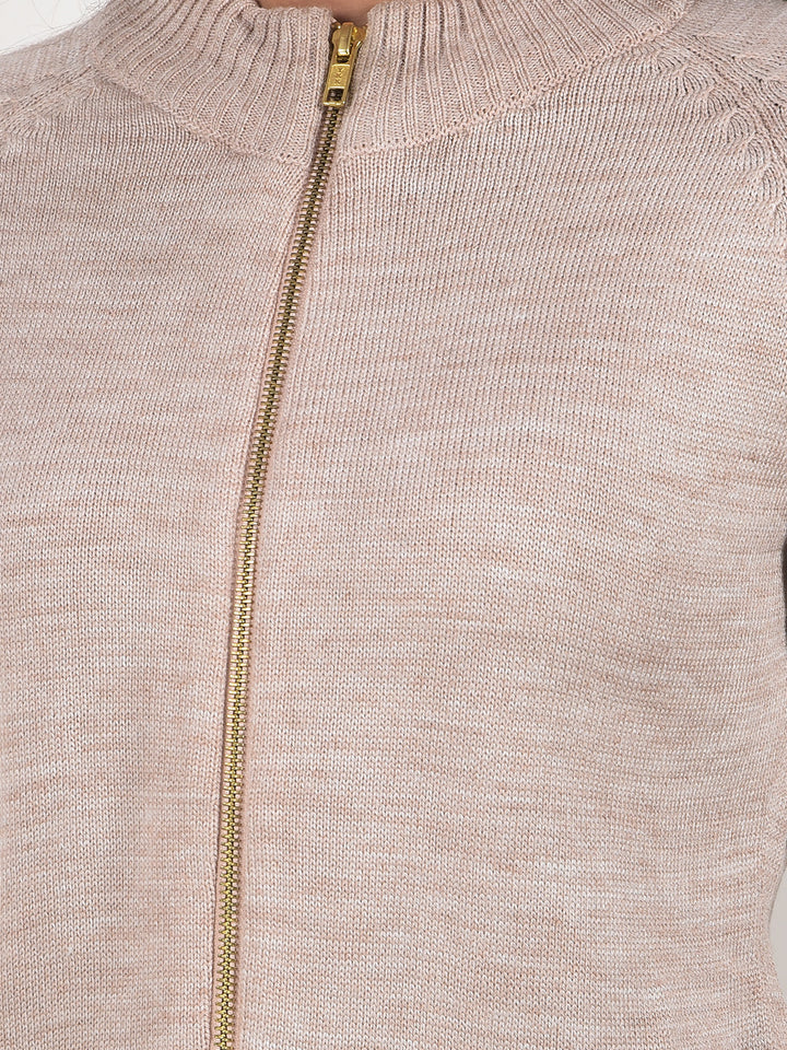 miss forever solid blush pink zip-up sweater