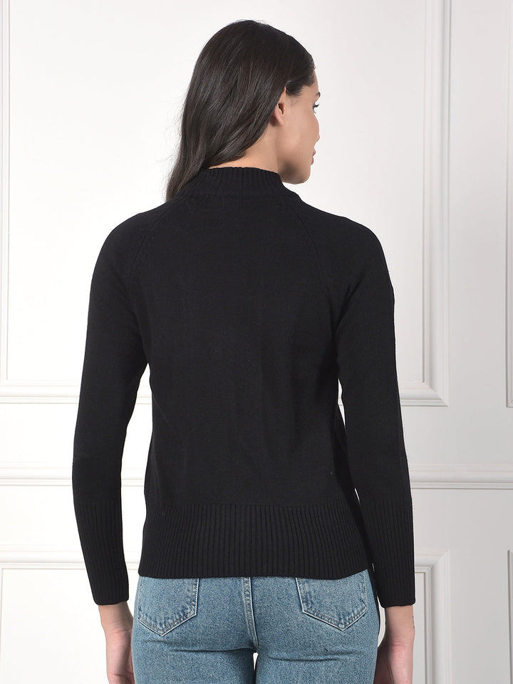 miss forever solid black zip-up sweater