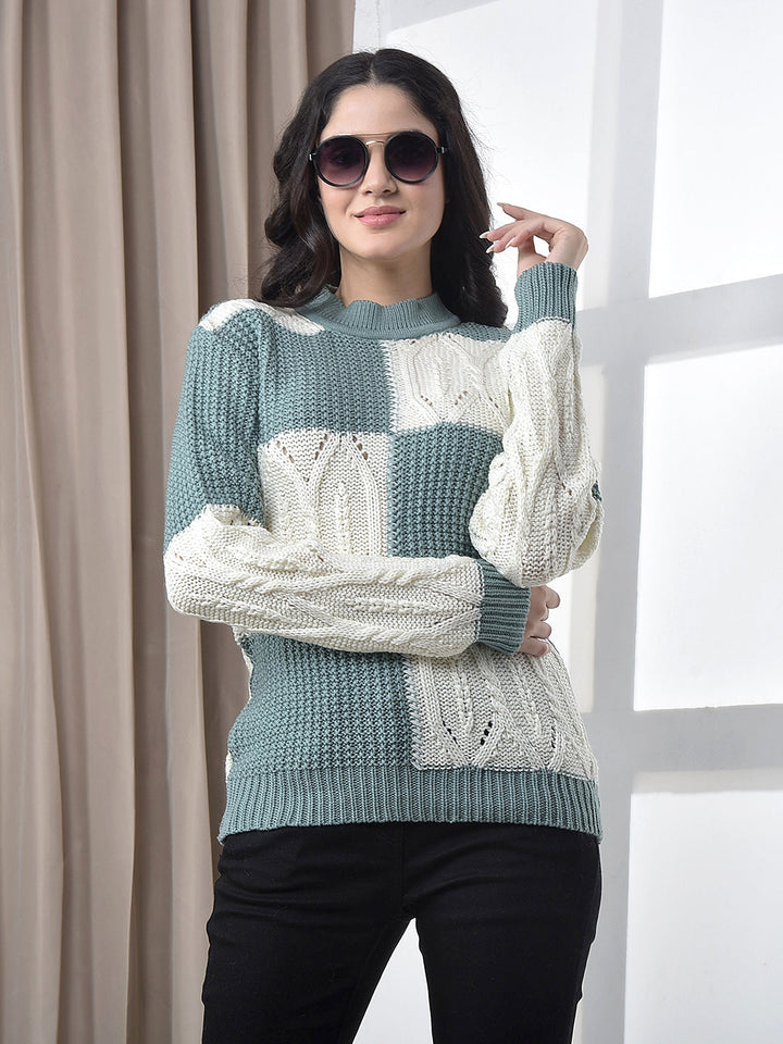 miss forever pista grey color-block sweater