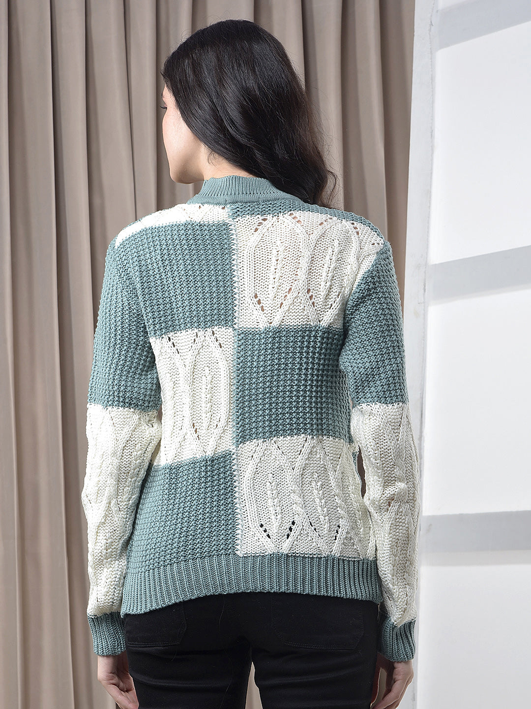 miss forever pista grey color-block sweater