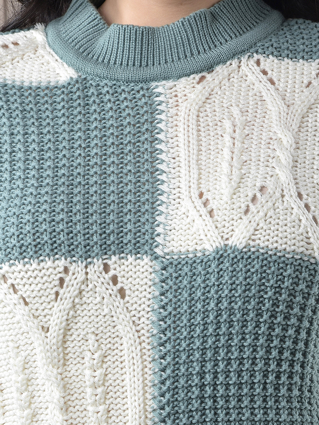 miss forever pista grey color-block sweater