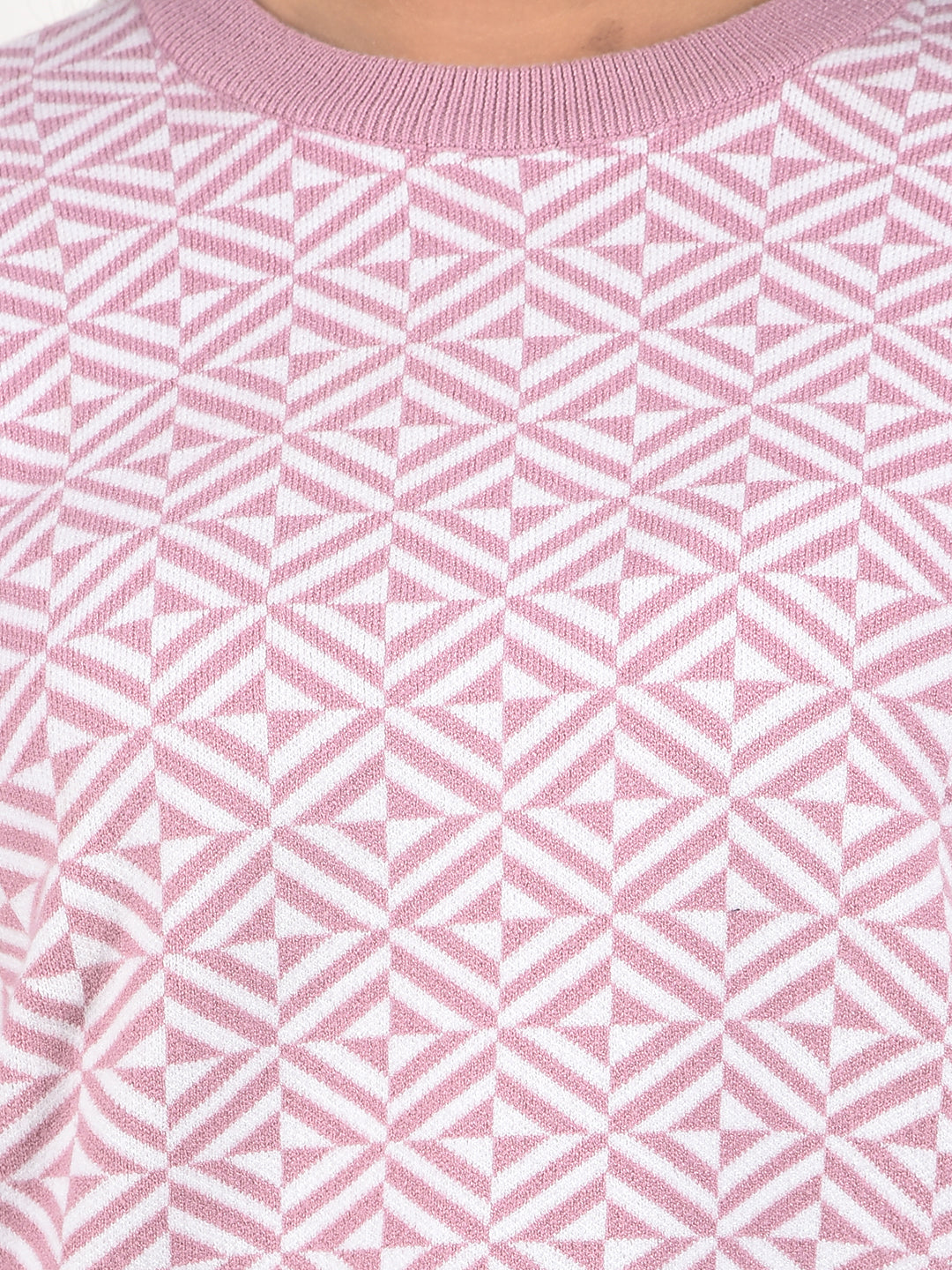 miss forever pink self-design sweater