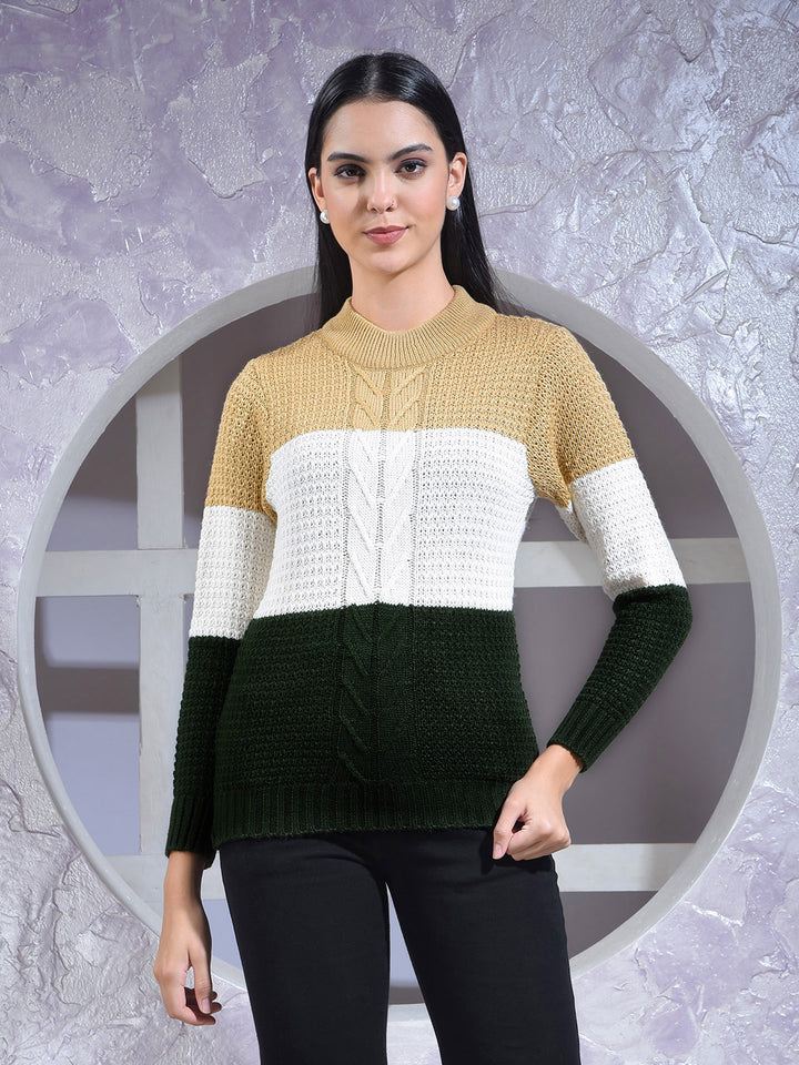MISS FOREVER MULTICOLOR COLOR-BLOCK SWEATER