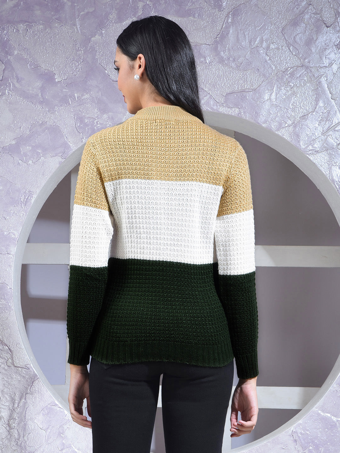 MISS FOREVER MULTICOLOR COLOR-BLOCK SWEATER