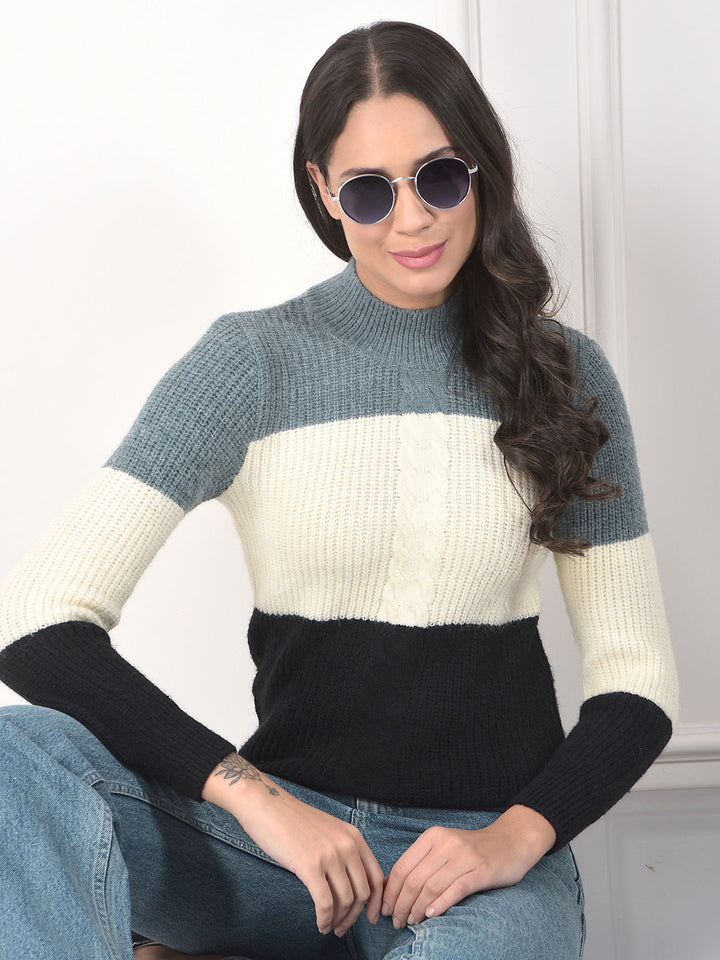 miss forever multicolor color-block sweater