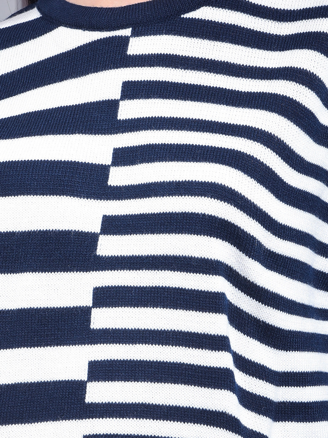 miss forever navy blue color-block sweater