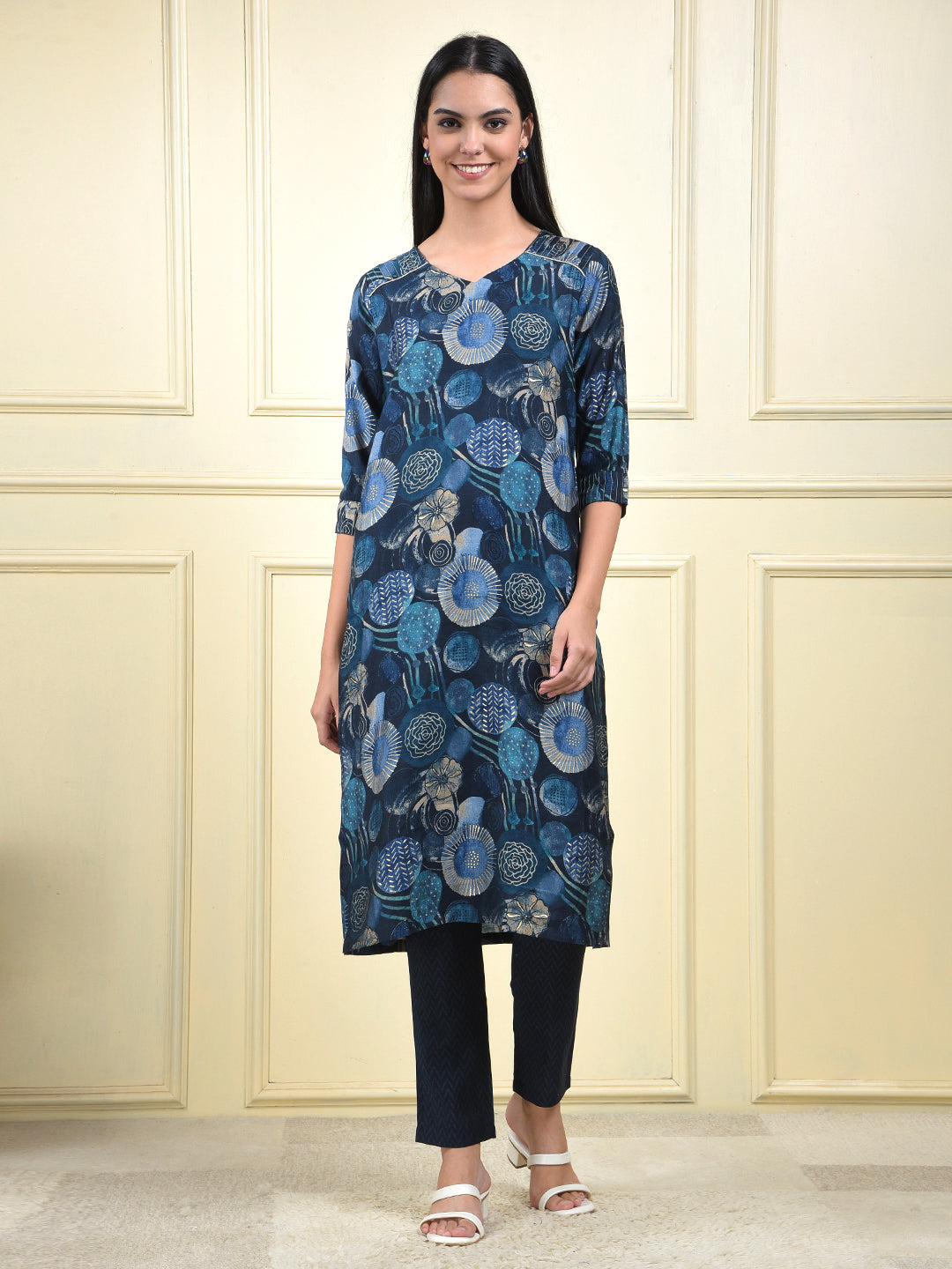 miss forever navy blue kurti with plazo