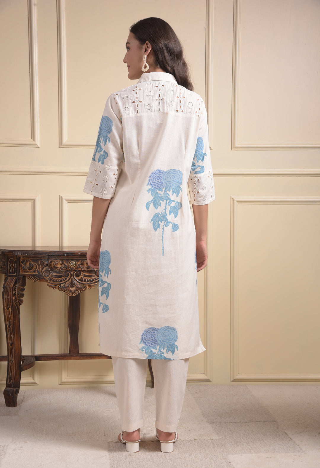 miss forever cream kurti with plazo