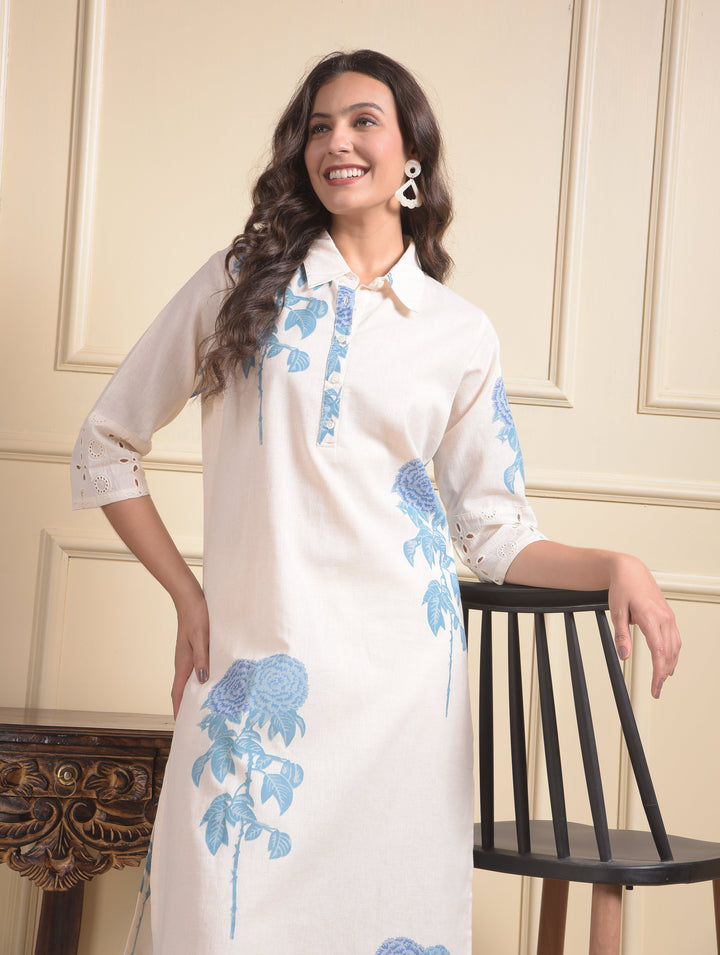 miss forever cream kurti with plazo
