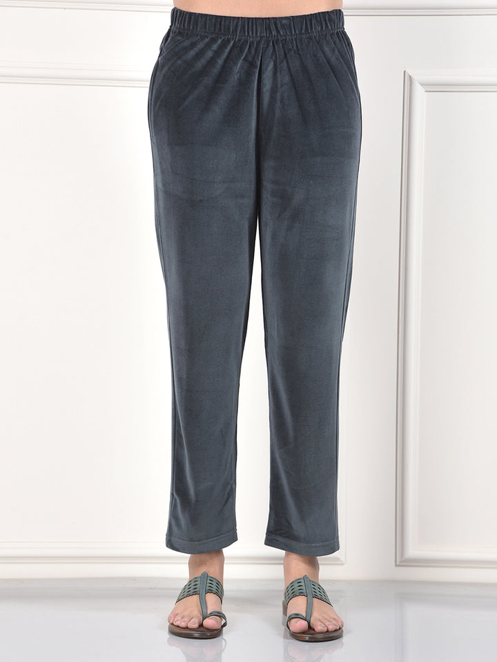 MISS FOREVER DARK GREY PRINTED WINTER KURTI PLAZO WITH STOLE