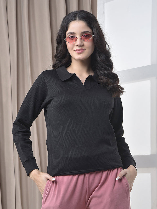 miss forever black self-design sweatshirt