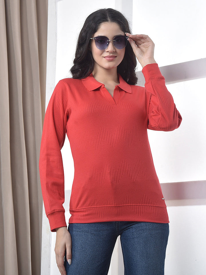 miss forever red self-design sweatshirt