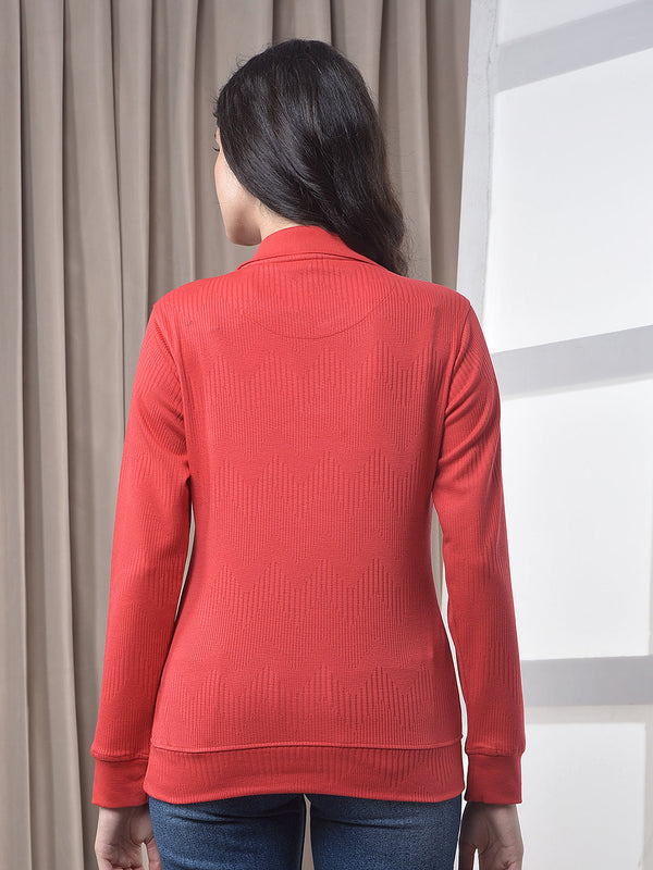 miss forever red self-design sweatshirt