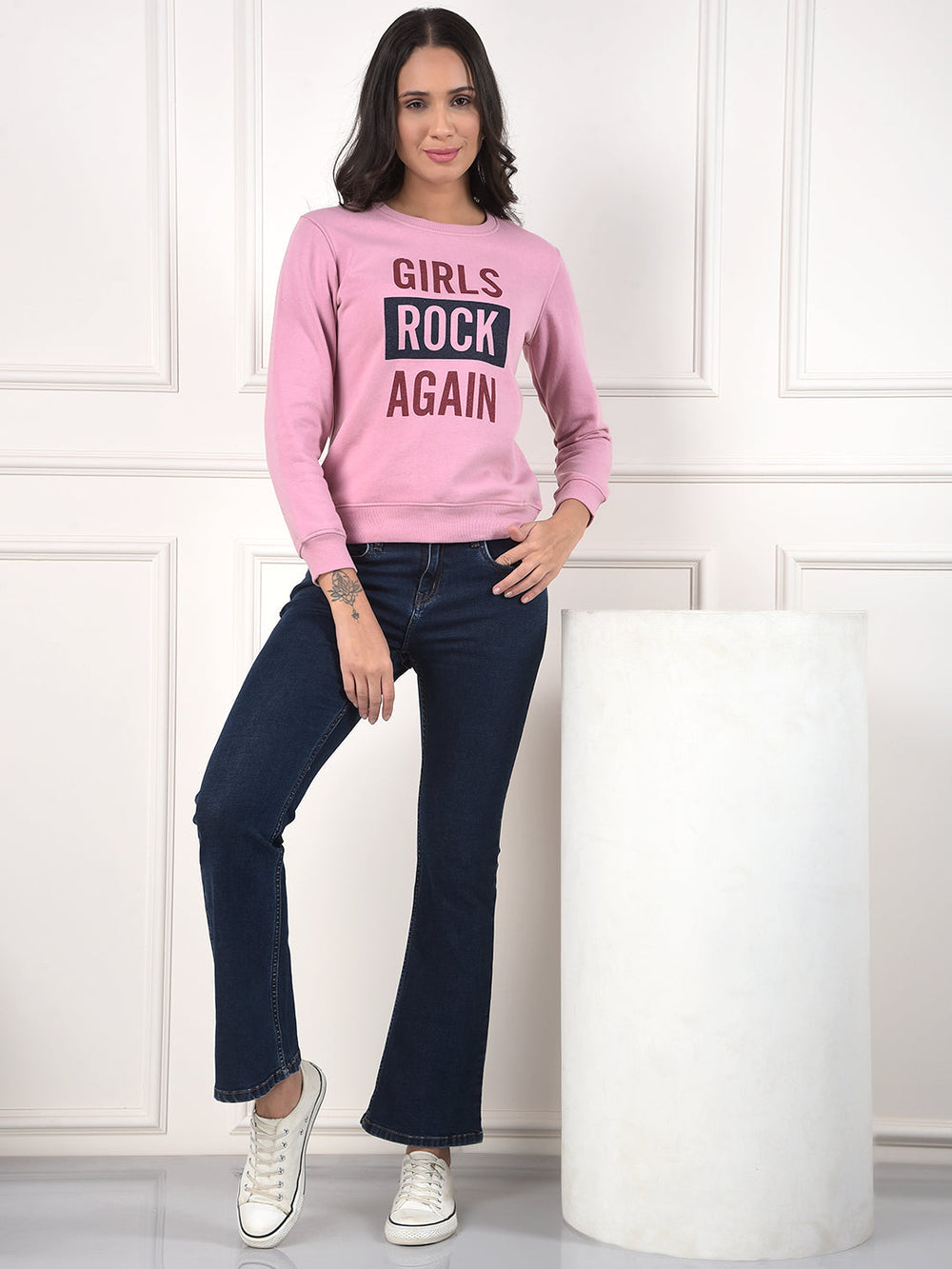 miss forever pink printed sweatshirt