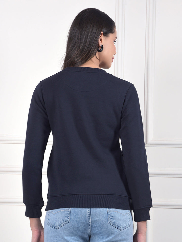 miss forever navy blue printed sweatshirt