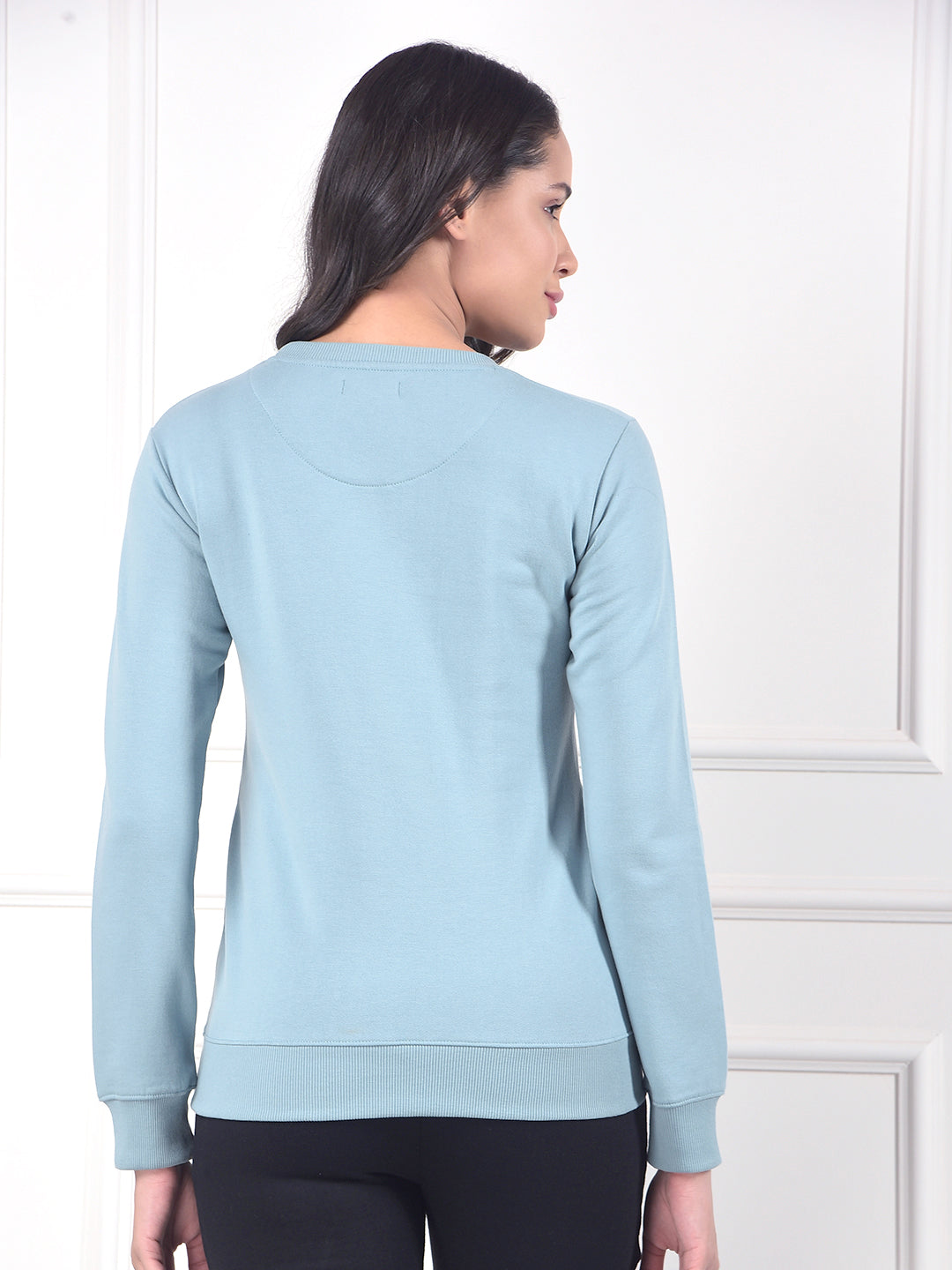 miss forever sea green printed sweatshirt