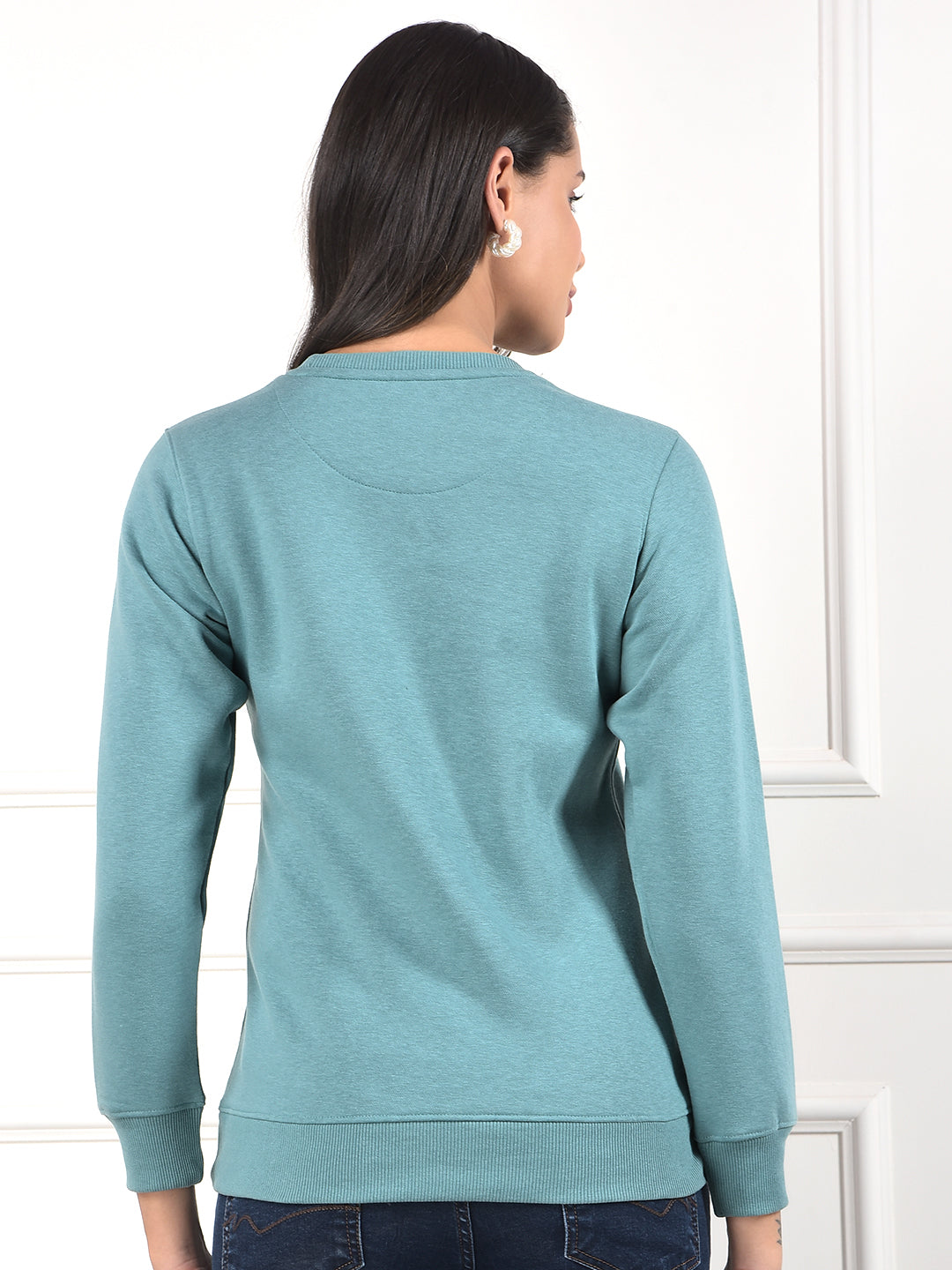 MISS FOREVER LIGHT GREEN PRINTED SWEATSHIRT