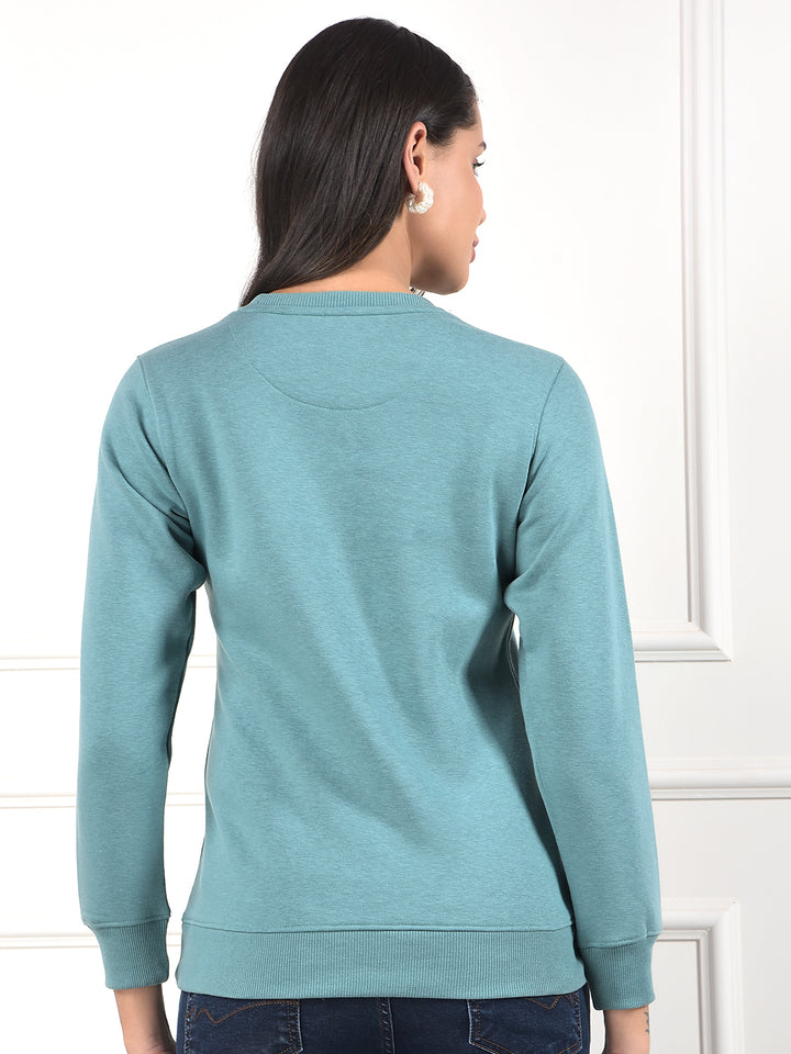 MISS FOREVER LIGHT GREEN PRINTED SWEATSHIRT